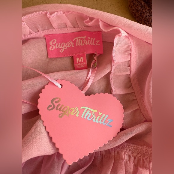 Sugar Thrillz Dolls Kill Real Divinity Mini Dress Pink Babydoll Ruffle Kawaii - Picture 7 of 7